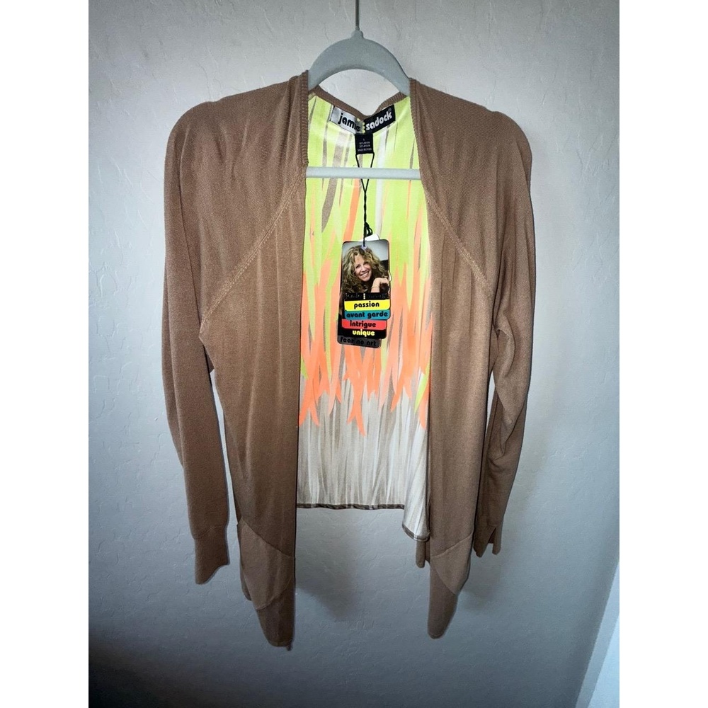 NWT Jamie Sadock Cardigan Womens Large‎ Brown Longsleeve Open Knit Enchantress